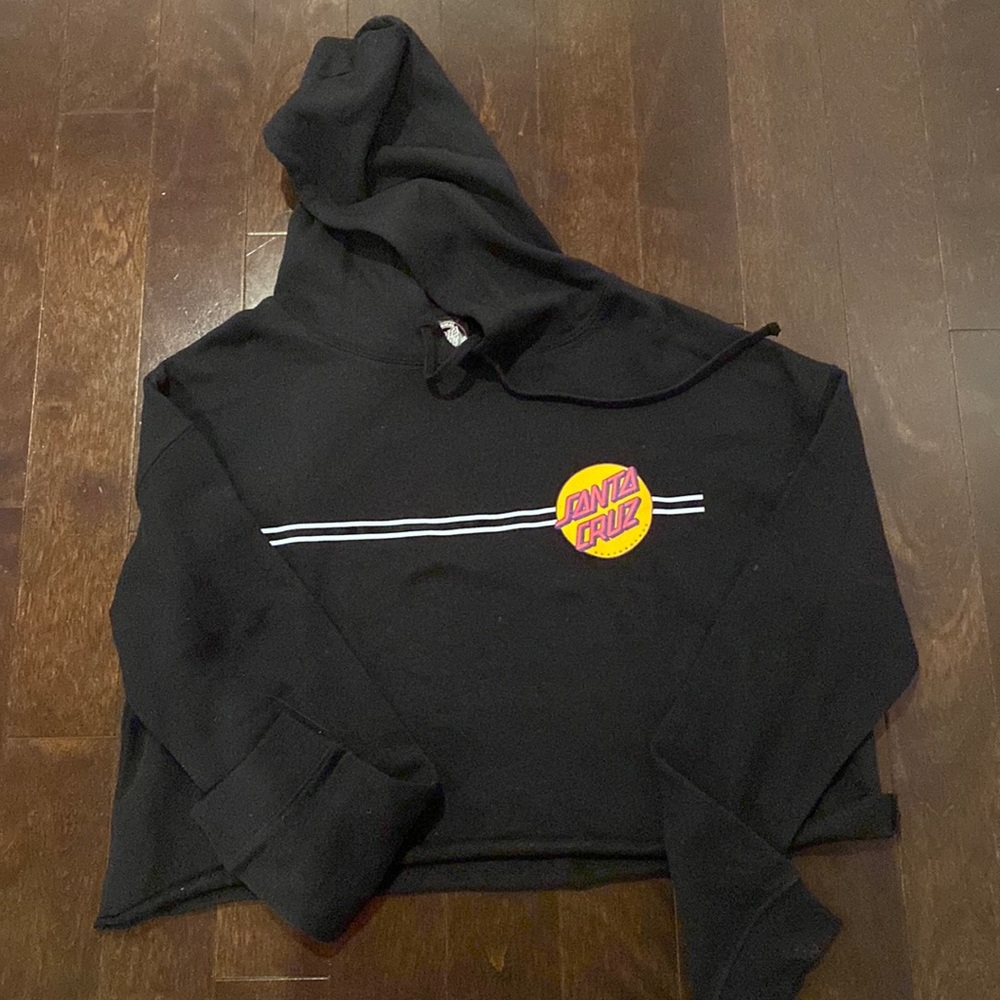 Santa Cruz Black Cropped Hoodie